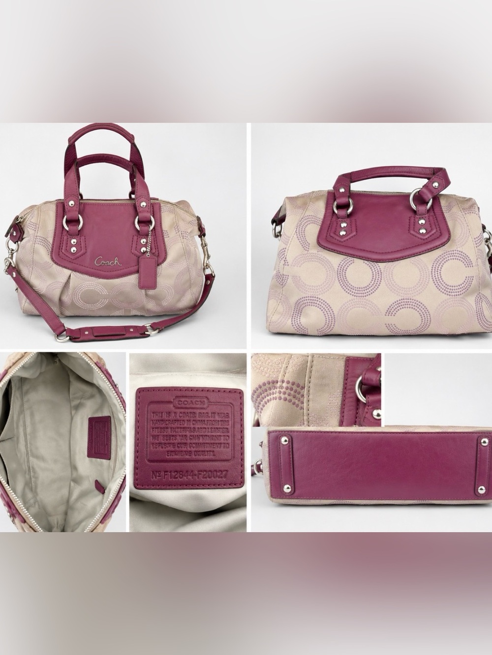 Coach Plum and Beige Logo Satchel